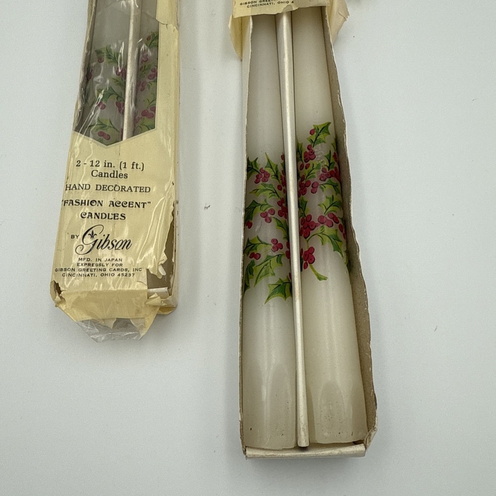 Four Vintage Taper‎ Candles Made In Japan Hand Decorated Gibson NOS - Picture 4 of 5